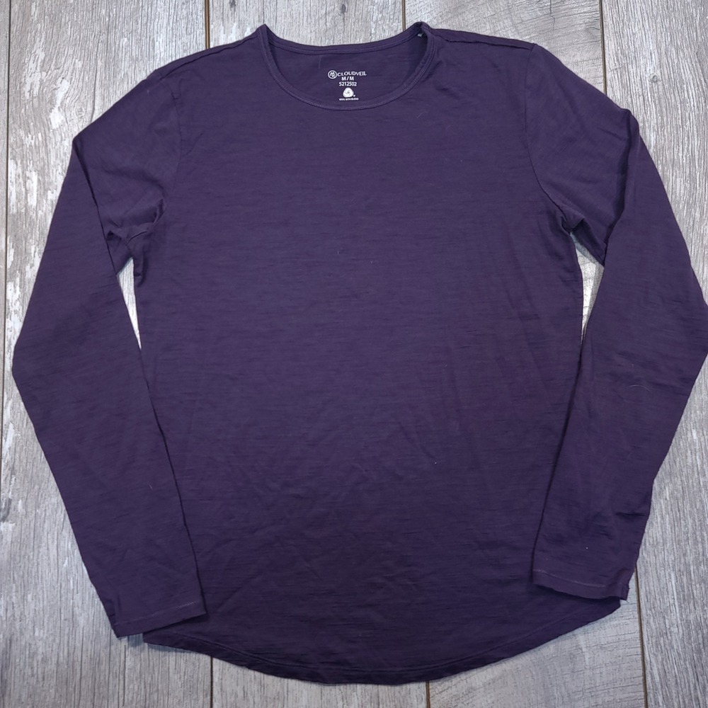 Cloudveil Long Sleeve Top Womens Medium Purple Merino Wool Blend Base Layer